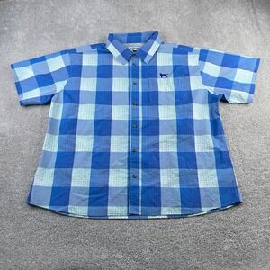 Black Dog Outfitters Shirt Mens 2XL XXL‎ Blue Checkered Lightweight Fishing